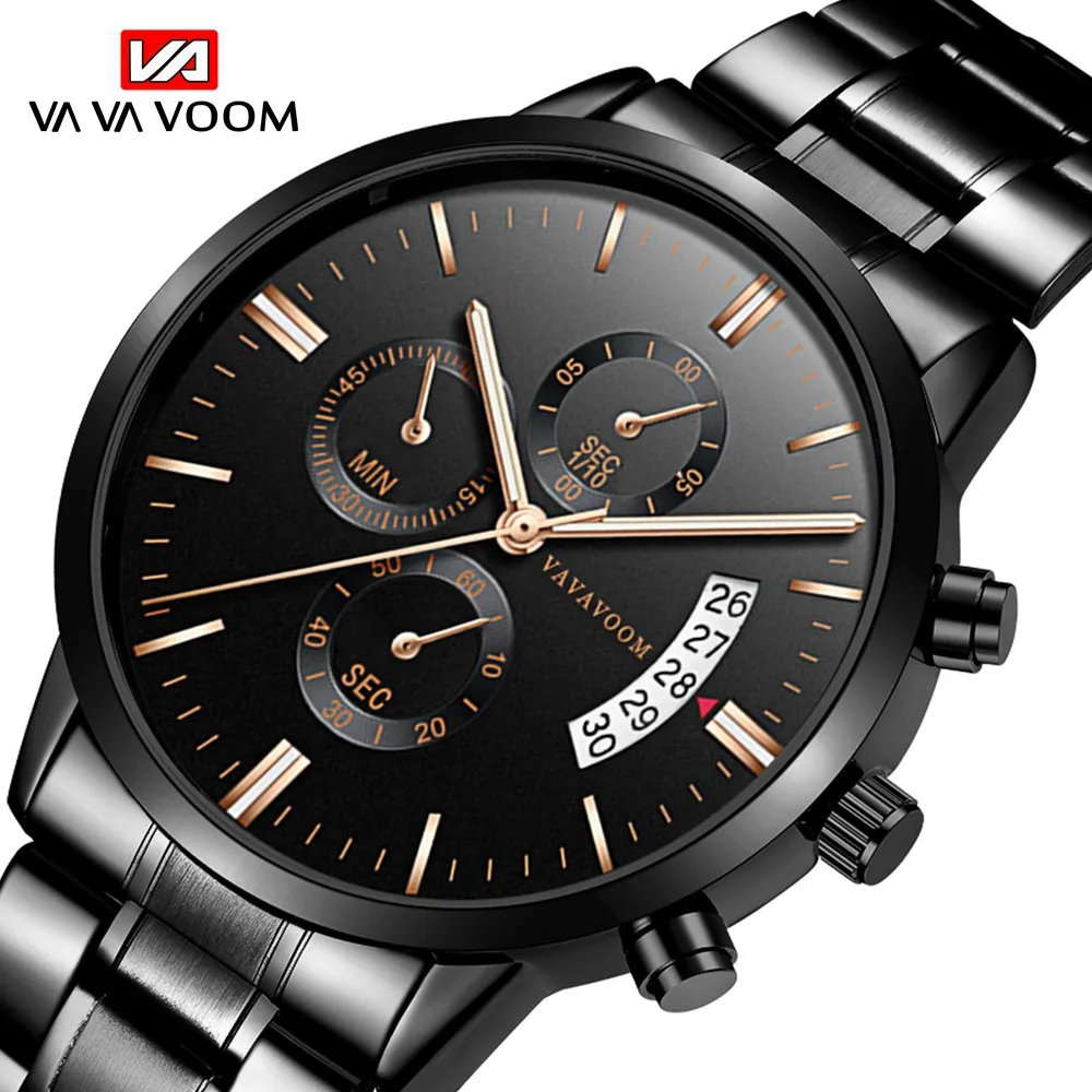 Stainless Steel Men Watches Luxury Top Brand Fashion Casual Dress Quartz Wristwatch Reloj Business Calendar Watches