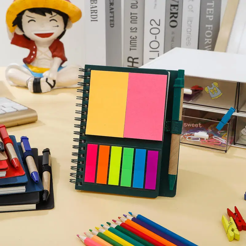 Coil notebook kraft paper cover Sticky note set Five-color coil book guestbook Message note Customizable LOGO