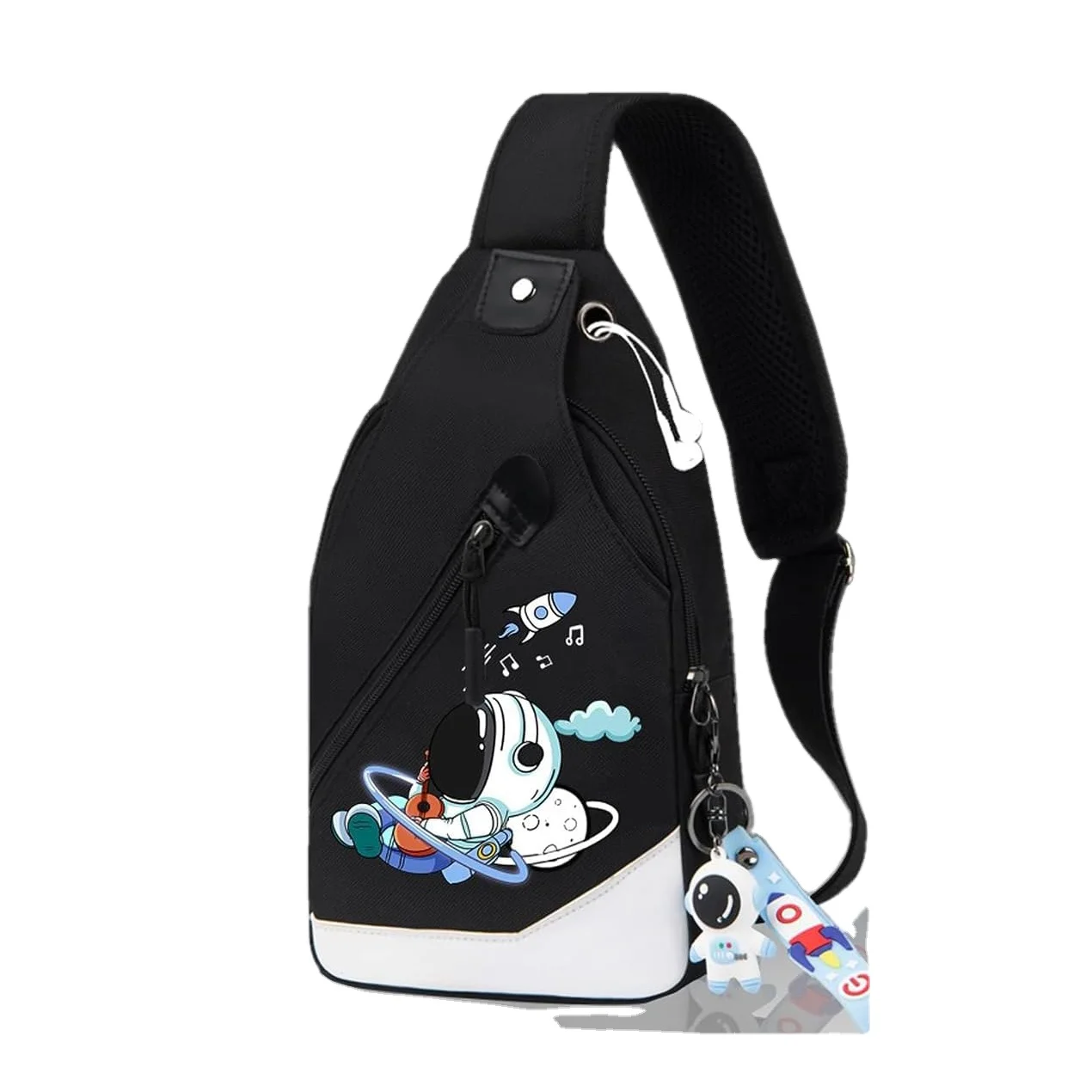 Wholesale Men Cute Astronaut Cartoon Sling Bag Crossbody Casual Chest Shoulder Daypack Hiking Travel Backpack