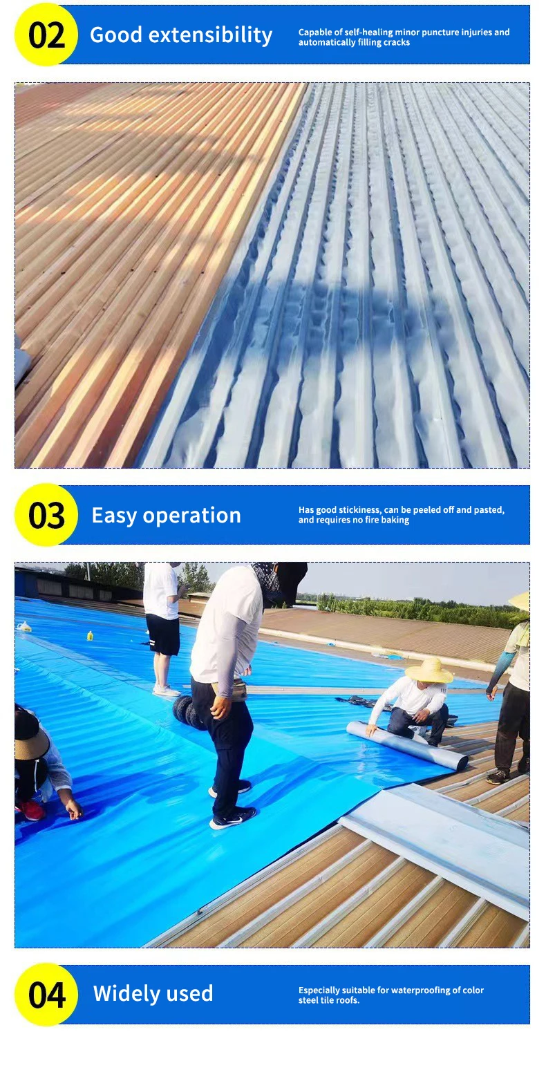 Modern Design Self-Adhesive Waterproof Membrane 1.2mm Thickness for Outdoor Metal Roof Featuring Rubber Butyl Bitumen Materials