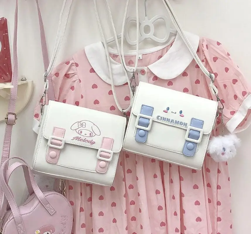 XUX 3 вида цветов Милая мини-сумка Kuromi Melody из искусственной кожи на одно плечо женская повседневная сумка через с пуговицами