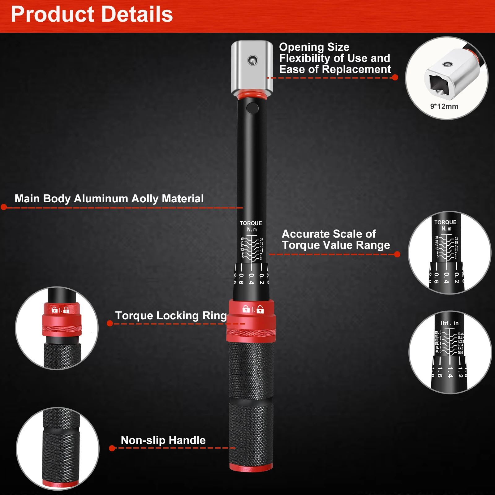 Adjustable Torque Wrench 5-60 Nm Open End Torque Wrench, Replaceable Torque Wrench for  Bicycle, Motorcycle and Car Maintenance