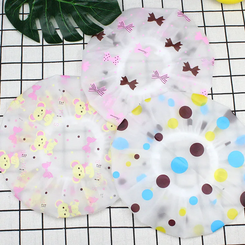 Hair Salon Bathroom Products Waterproof Thicken Elastic Plastic Bath Hair Hat Reusable PEVA Shower Cap