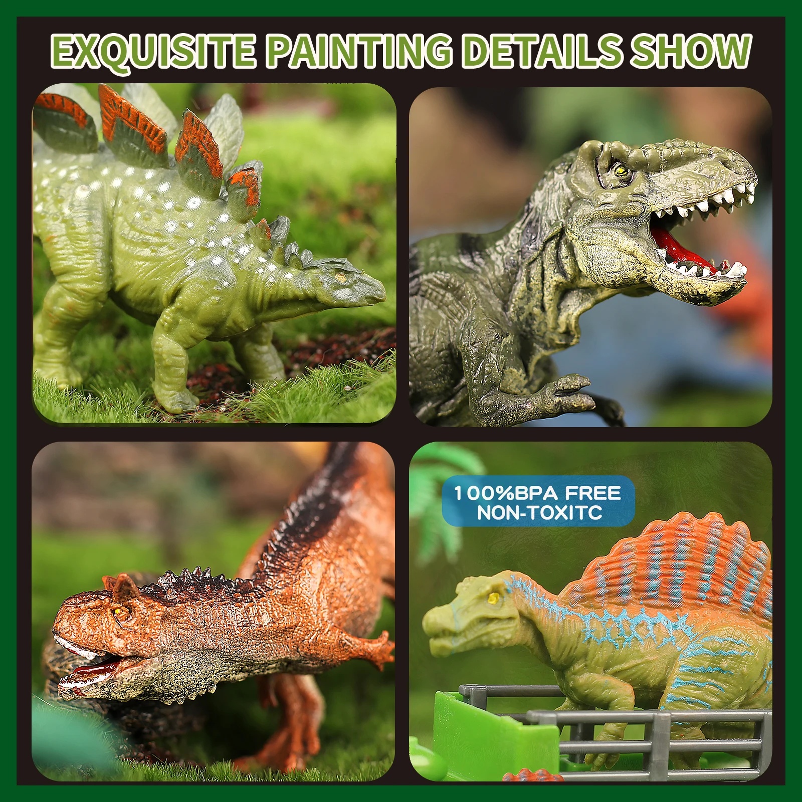 Sunq Factory Wholesale 8Pcs Plastic Dinosaur Figures Play Toy Models Set 3D Plastic Toy Molds Dinosaur Toys For 3 Year Old Boys