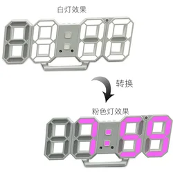 Korean hot-selling creative two-color 3DLED digital clock temperature alarm clock digital wall mounted clock decoration clock