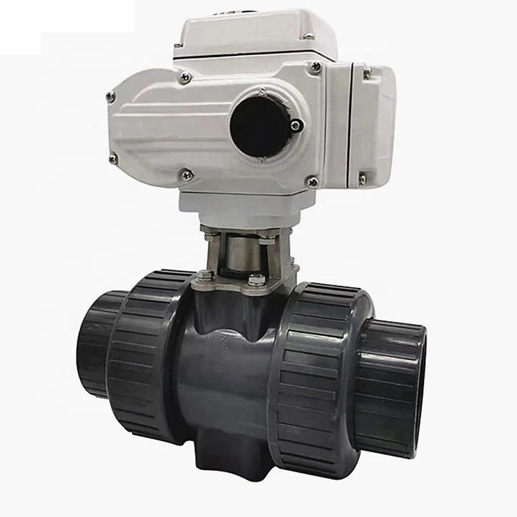 12V 24V 220V 2 way 3 way Motorized Flow Control Plastic pvc electric ball valve