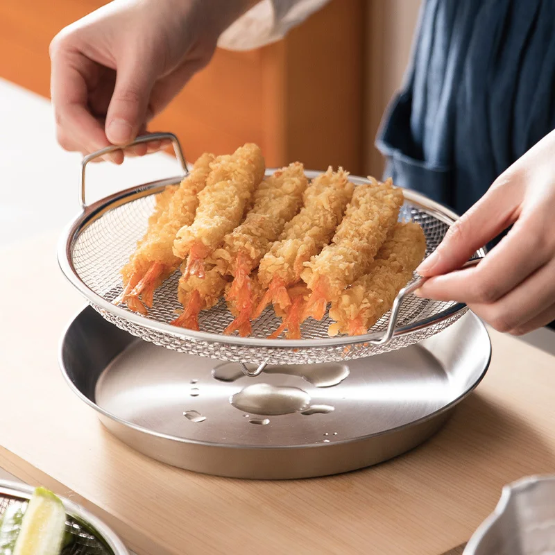 SHIMOYAMA 1 Set Mesh Drain Pan Korean-style Barbecue Pan Fried Food Serving Tray Crisper Tray Air Fry Crisper Basket Plate