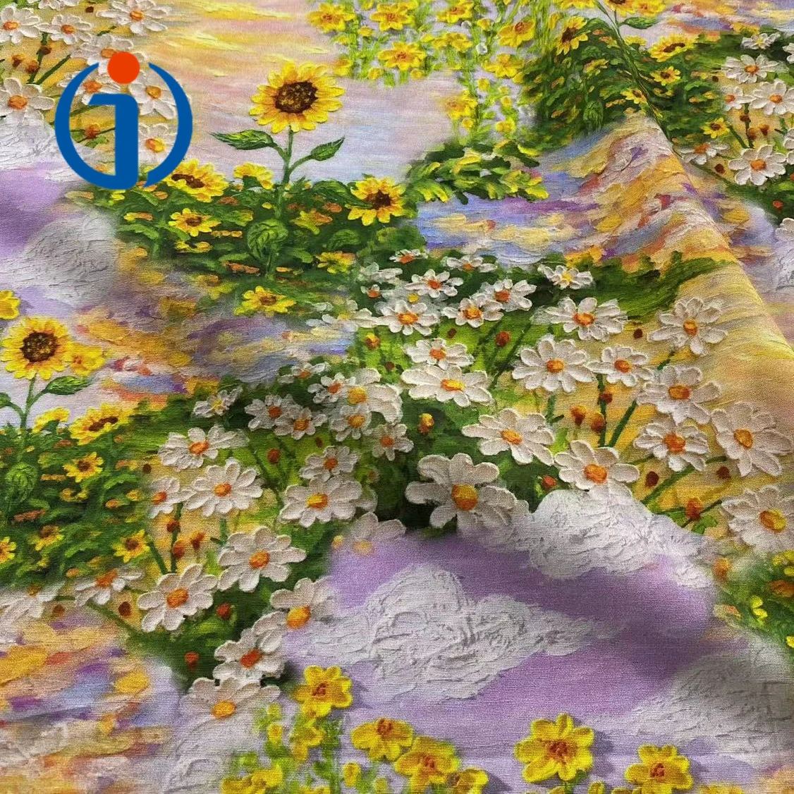 Good Quality 100gsm Pastoral Style Floral Sunflower 3D 100% Cotton Digital Printing Fabrics for Children Dress