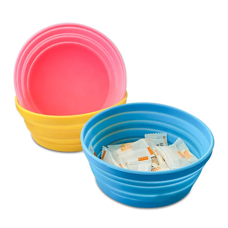 Wholesale Portable Travel Feeding Bowl Pet Water Feeding Bowl Foldable Collapsible Silicone Dog Bowl