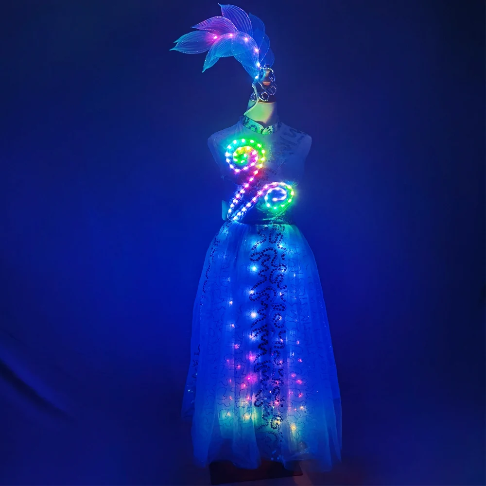 Oriental Dance LED Costume Sexy Group Opening Carnival Stage Wear Luminous Dress for Holiday Performance Suit
