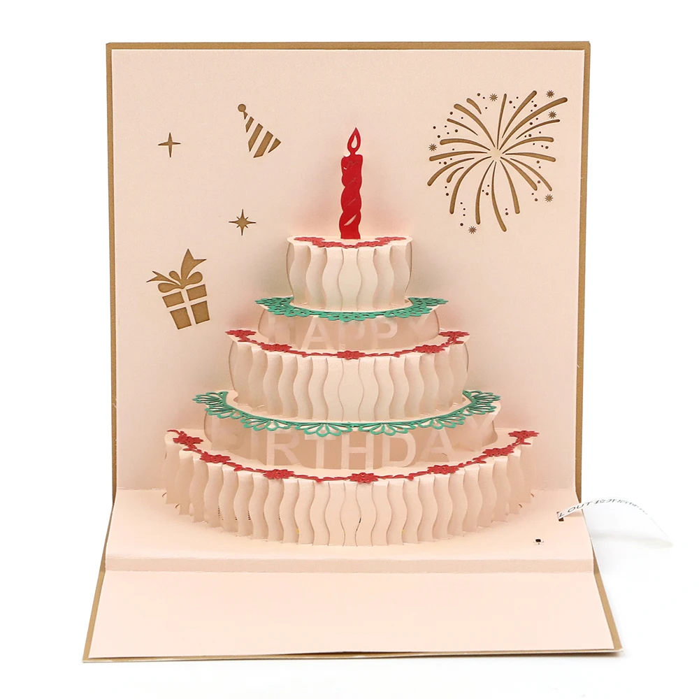 Recording light cake 3D greeting cards can be recorded as birthday gifts for her, him, girlfriend, and boyfriend