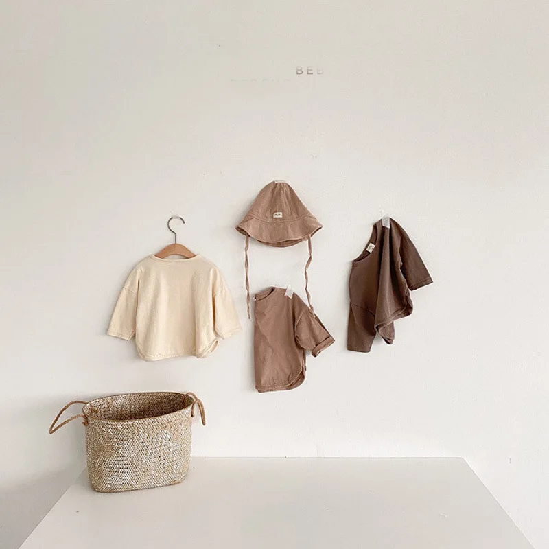 Fashion Autumn Baby Girls T-shirts Solid Cotton Boys Sports Long Sleeve Tops Tees Children Infant Clothes Spring Korean Clothing