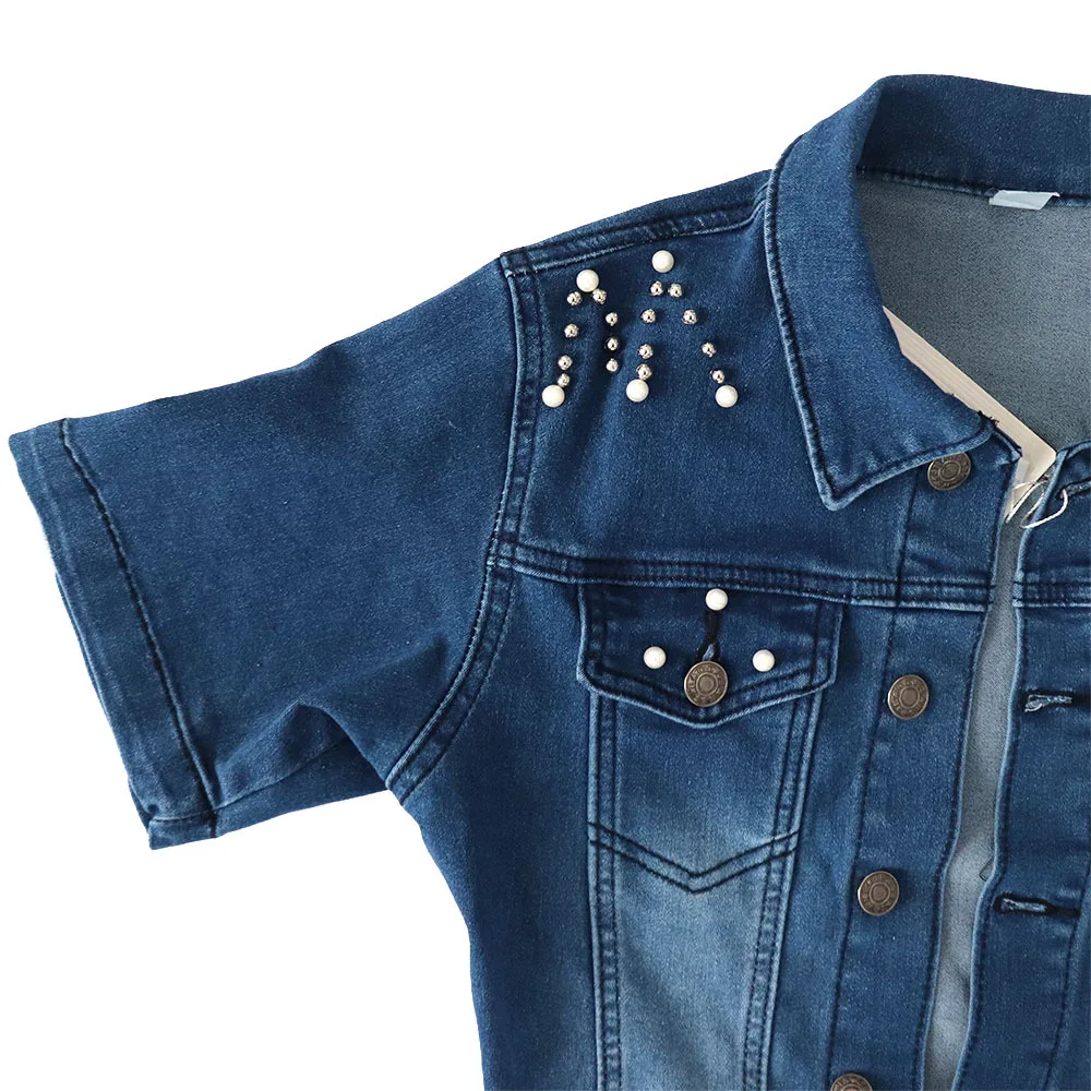 2022 Latest Design Turn-down Collar Solid Color Button Bodycon Jeans Women Trendy Style Sexy Beaded Women Denim Jumpsuit