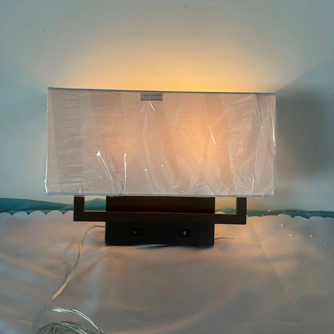 UL Hampton Holiday INN modern Hotel Double Queen bedside nightstand Wall Mounted light headboard sconce double wall lamp