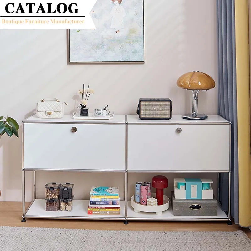 CATALOG Modern Side Board Cabinet Living Room Furniture Villa Decorative Metal BPA Free Storage Cabinet