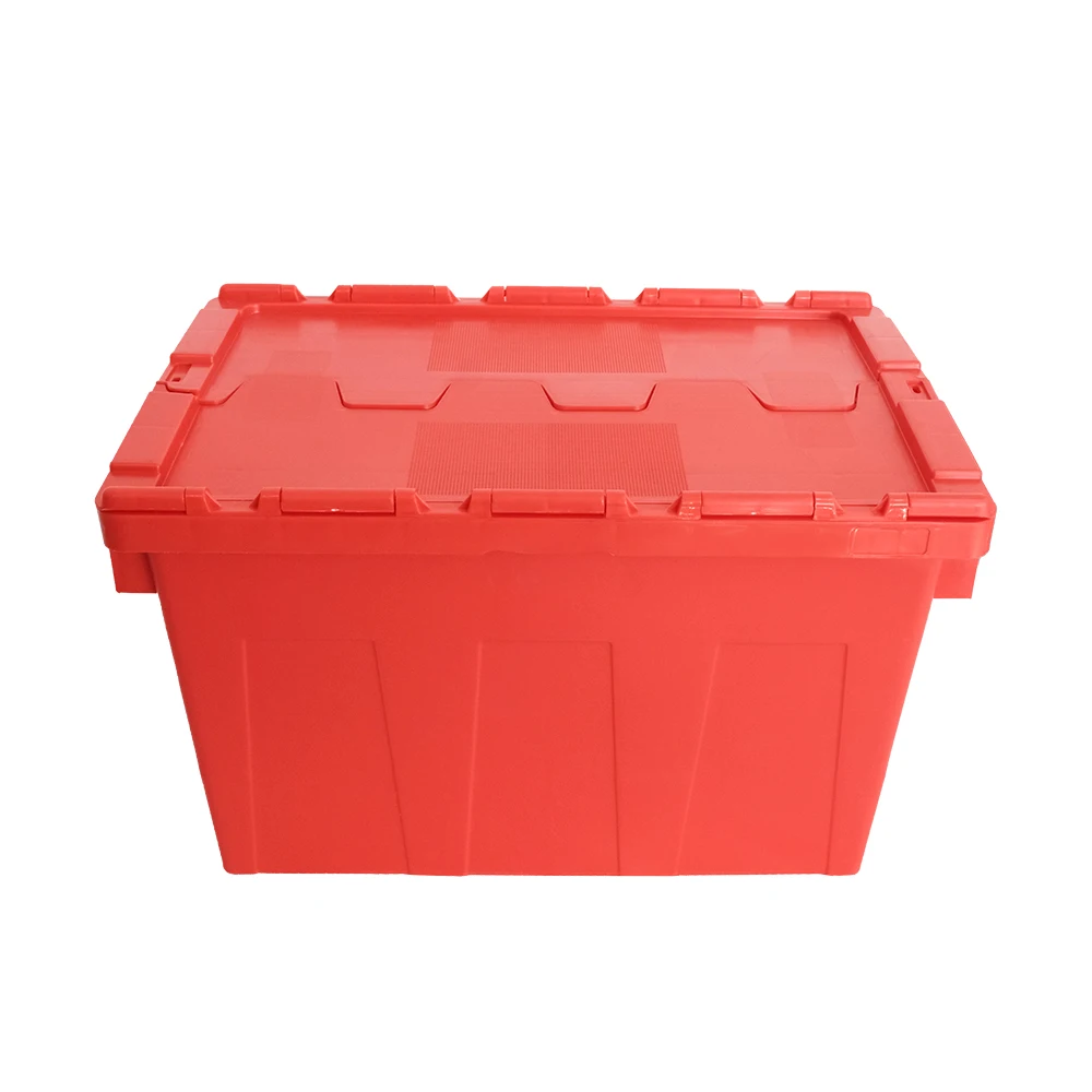 Plastic crate stackable moving box nesting plastic moving crate plastic storage container with lid
