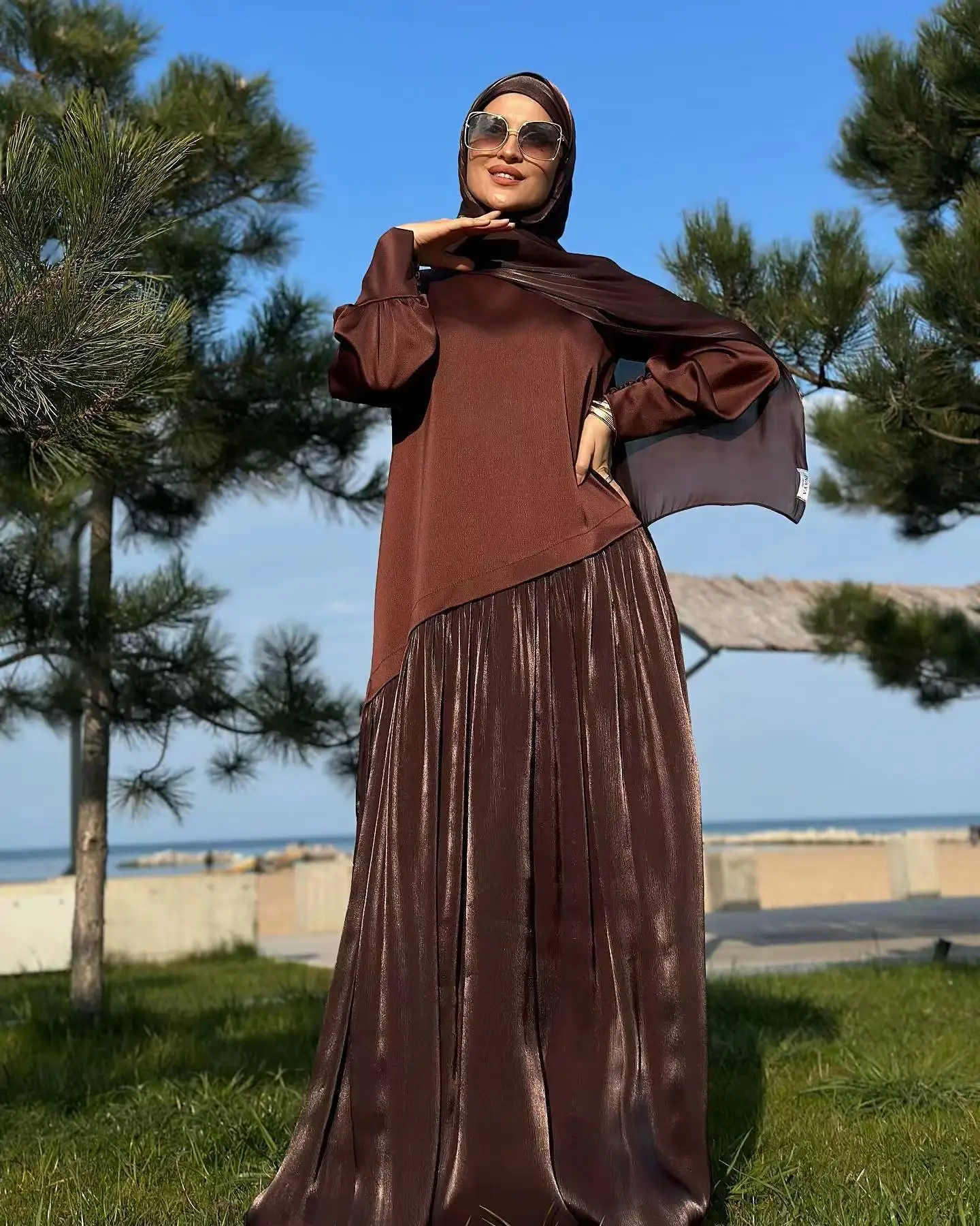 2024 New Luxury Satin Stitching Design Dubai Turkey Abaya Dubai Muslim Women Dresses