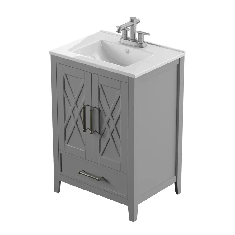 High quality  bathroom vanity sets single sink cabinet vanity top with basin dark gray