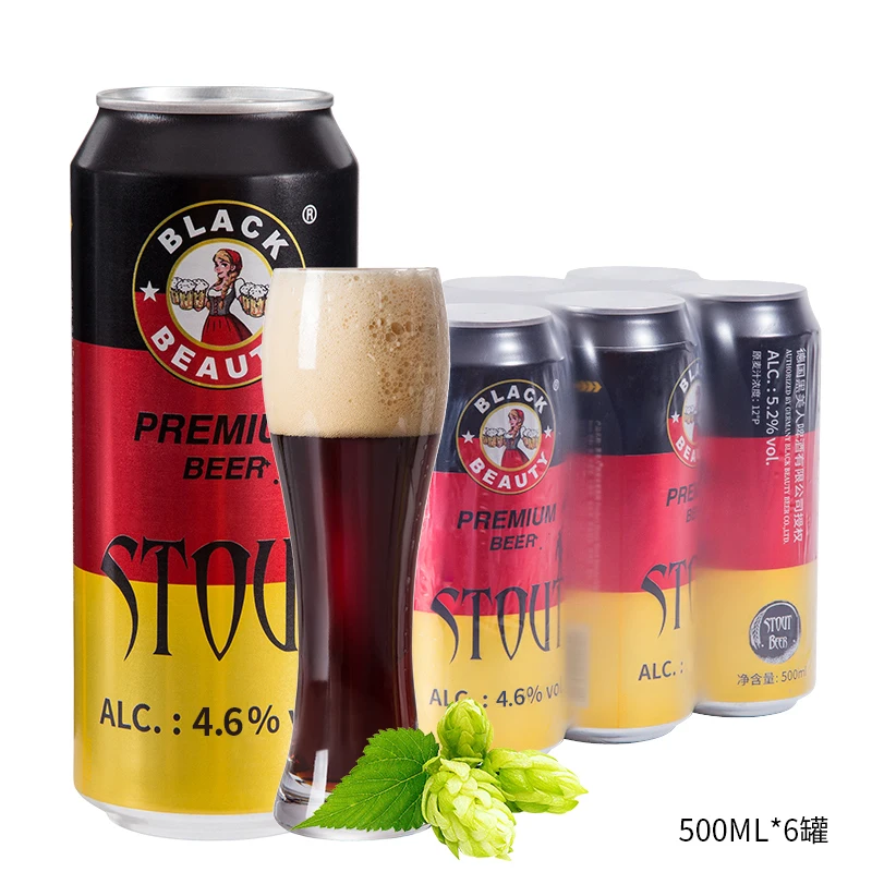 Wholesale High Discount Alcoholic Beverage Craft Dark Malt Beer Extra Strong German Stout Black Beer in Cans