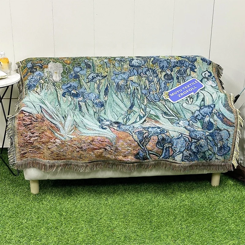 Гобелен одеяло оптом на заказ Ван Гог Знаменитые Картины Тканое жаккардовое одеяло