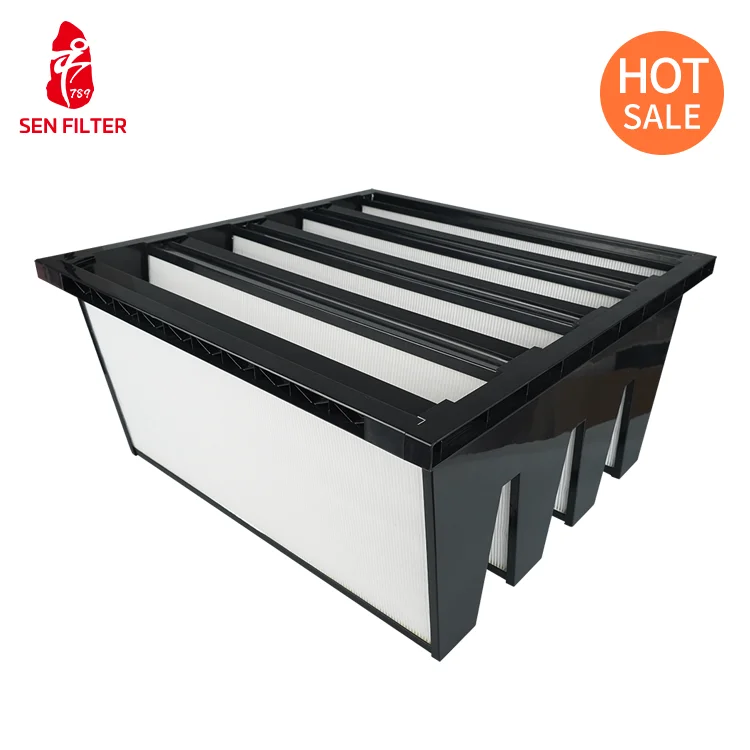 High Efficiency Single-Header V Bank HEPA Air Filter Box V Bank HEPA Filter