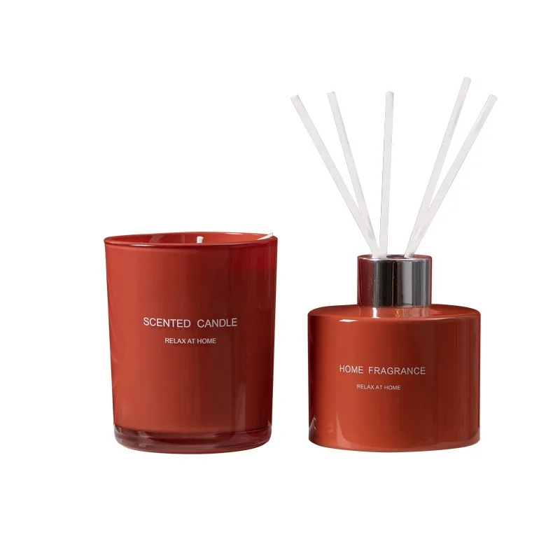 High Quality luxury reed diffuser and candle set glass reed diffuser bottles Christmas gift