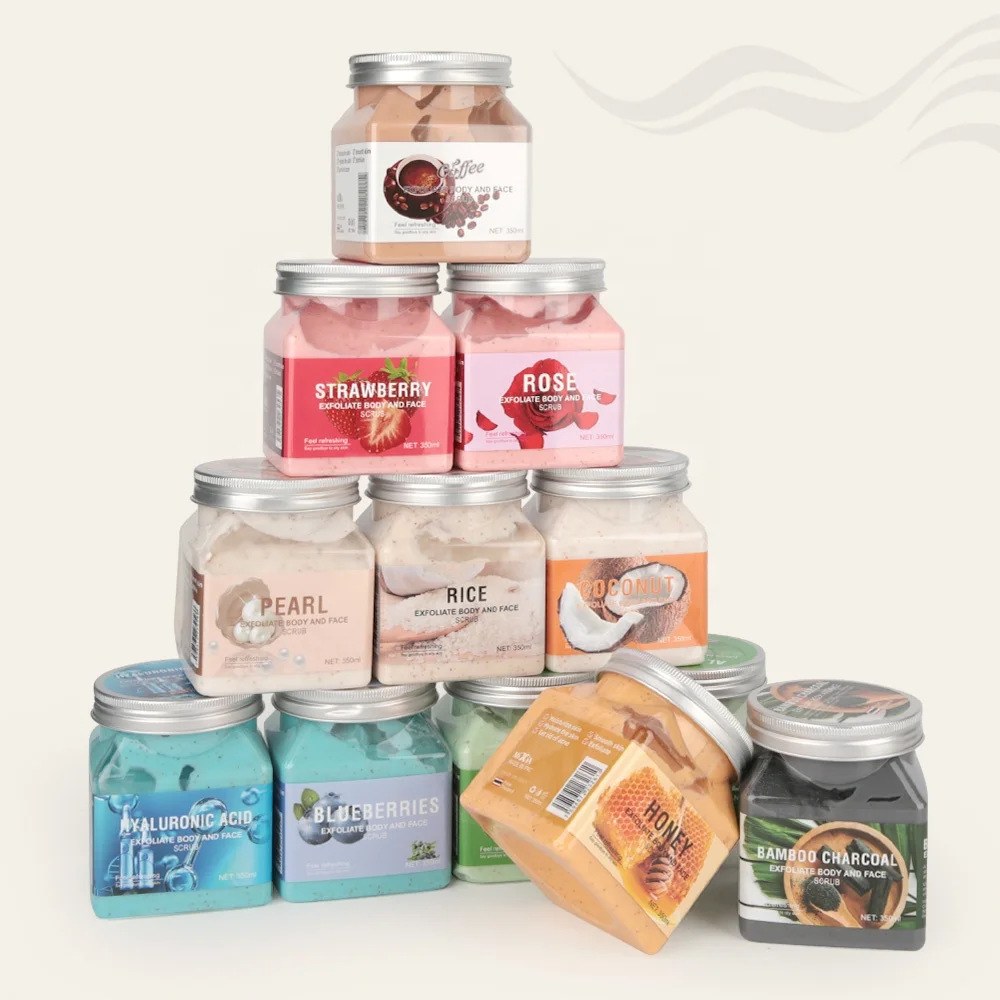 Popular 12Scent Body Exfoliator Salt Scrub Face And Body Scrub Custom LOGO Ice Cream Texture Moisturizing Body Exfoliating Scrub