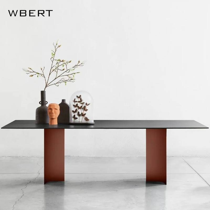 WBERT Italian marble dining table, modern and simple rectangular light luxury high-end household dining table