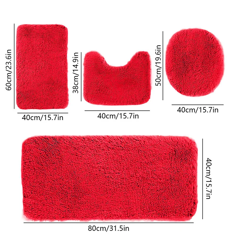 Solid Colored Filament Hair Toilet Cover Rug Faux Fur Carpet toilet bath plush floor mat