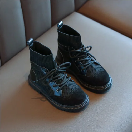 Модные ботильоны для девочек, новые зимние ботинки Martin, детские ботинки-носки