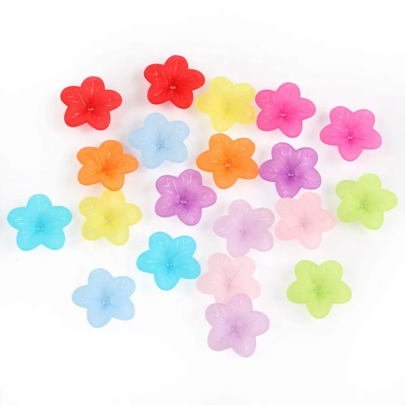 Multi-color Frosted Five-petal Flower Leaf Resin Beads For Headdress Decoration