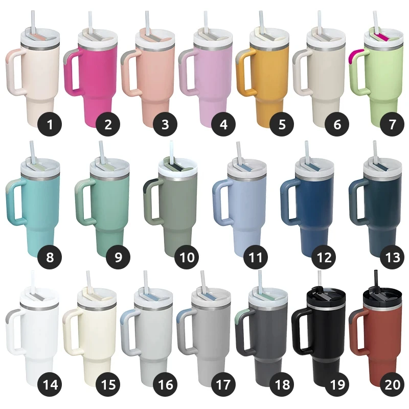 Custom 40oz Travels Car Metal Cup Stainless Steel Insulated Beer Coffee Mug Powder Coated 40 Oz Tumblers With Handle And Straw