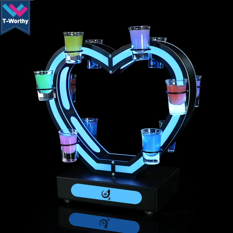 Ferris wheel Shape Rechargeable LED 24 Shot Glass Cocktail cup holder Display barware Serving Stand Shot Tray