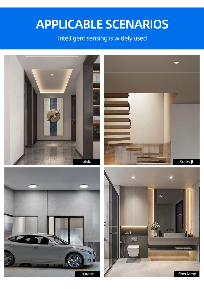 High Quality Indoor Night Motion Radar Sensor Down Light Human Body Infrared Induction Down Lights