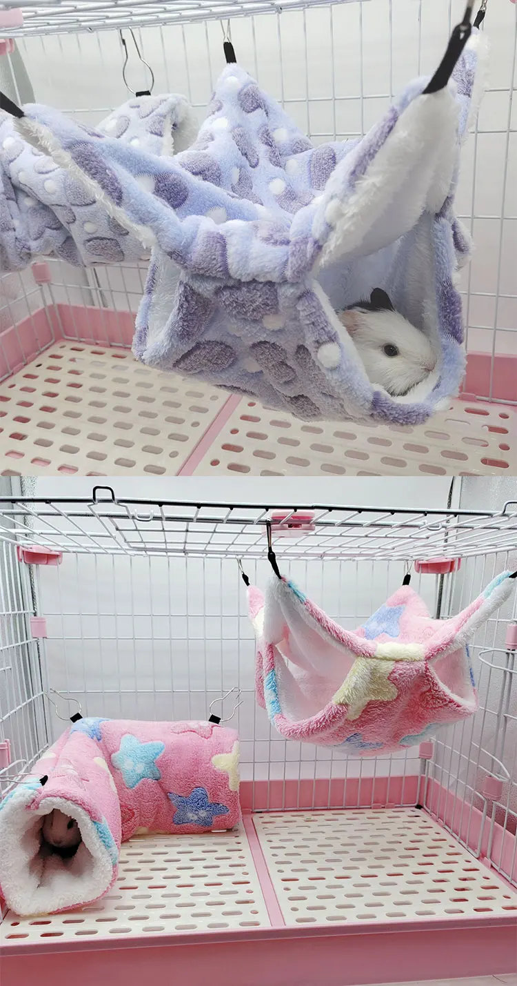 Spring Autumn Warm Bed House Cage Toys Cute Double Hammock Hamster Warm House