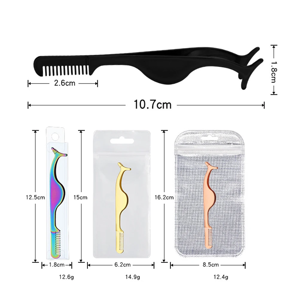 Wholesale Stainless Steel Makeup EyeLash Tweezers Extension Tools And Comb Clip Applicator False Eyelashes Tweezers