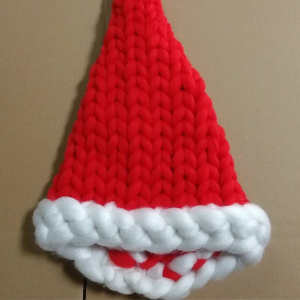 100%acrylic cotton merino wool machine knit hand knitted novelty fancy roving yarn  christmas decoration adult and baby hat