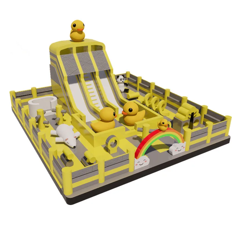 yellow duck Playground park commercial inflatable bouncer air jumping bouncing castles inflatable bouncy castle with slide