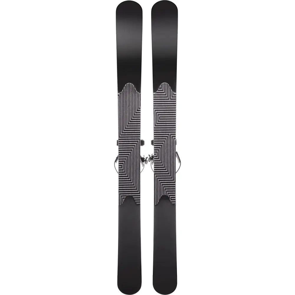 Wide backcounty skis with skin on bottom with step sole sliding  snowshoes
