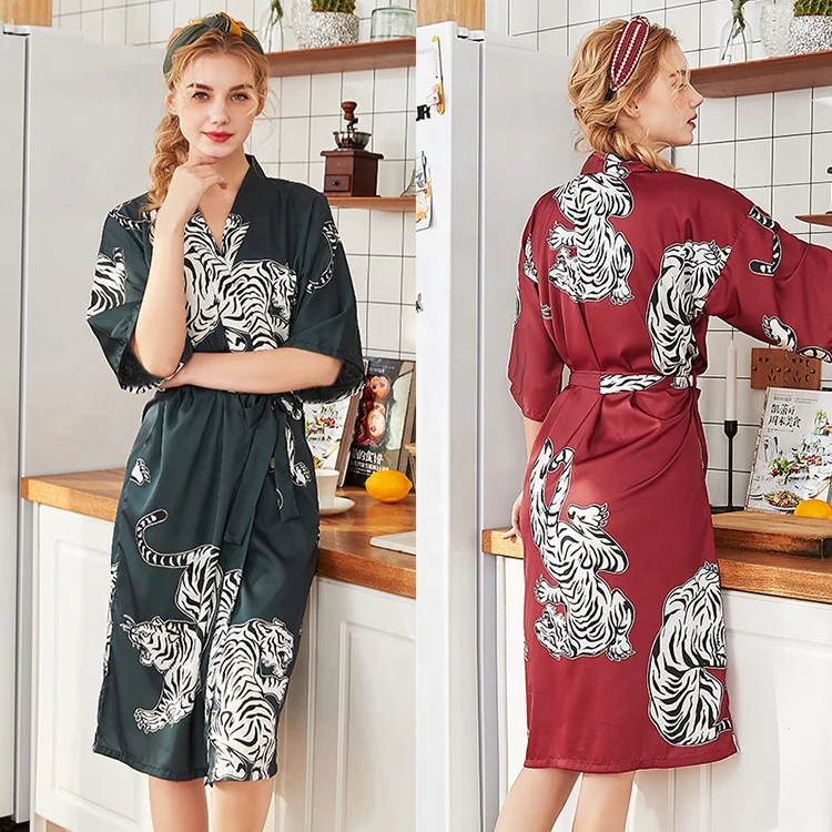 
New ready to ship satin silk sleepwear woman bridal chinese kimono robes 