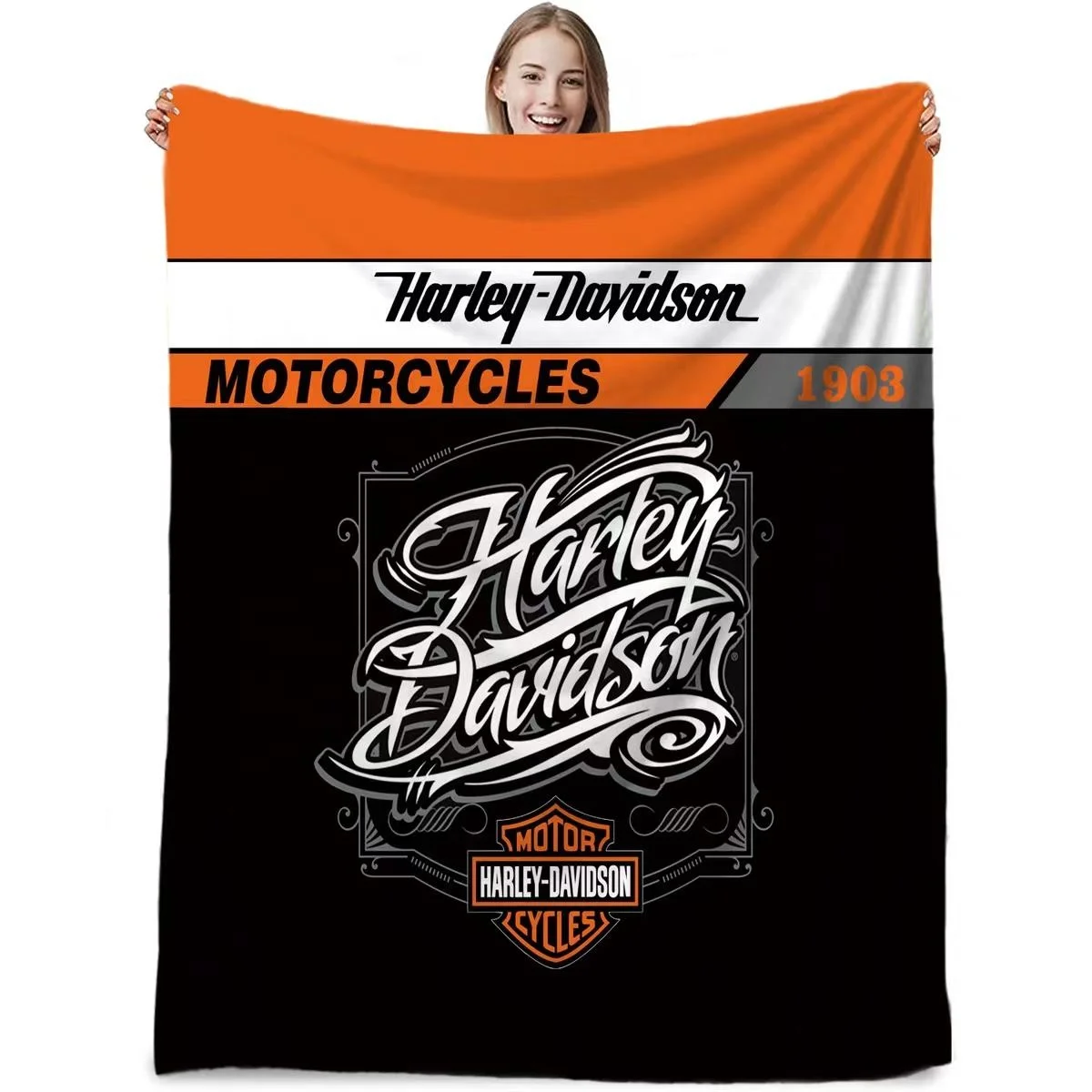 2023 Newest hot selling wholesale high quality customized harley davidson motorcycle style famous brand luxury designer blanket