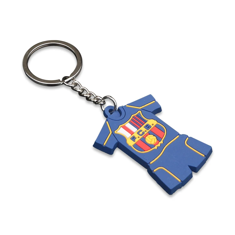 
Custom Logo Pvc Rubber Keyring Soccer Football Jerseys T shirt Keychain 
