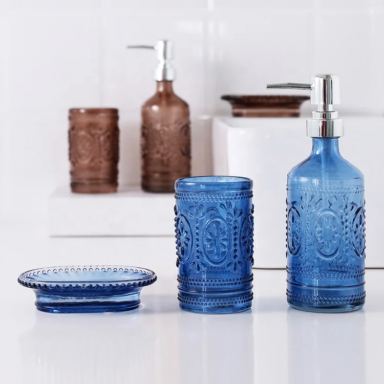 Luxury designer 3 pieces glass antique bathroom accessories set Bathroom Products Accessories