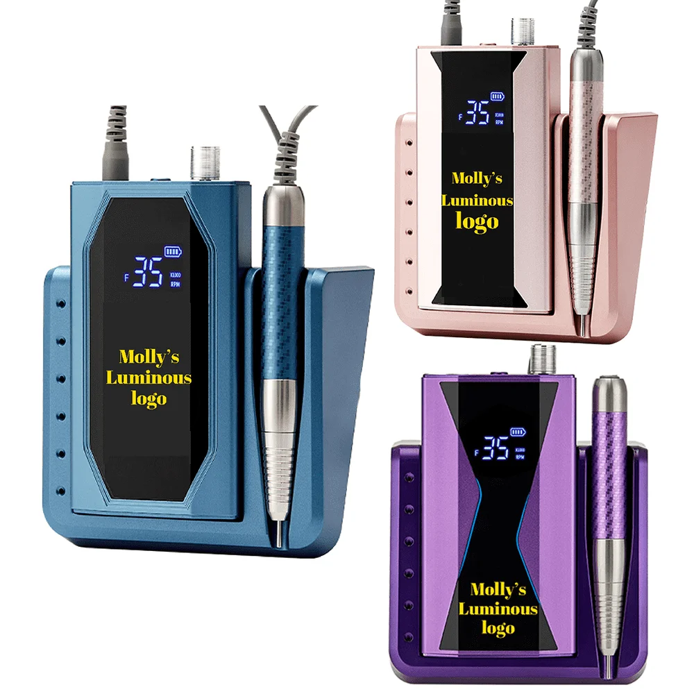 Customized Logo Professional Nail Drill Machine 35000rpm Professional for Cuticle Drill Bits Hard Gel Removal Nail Polish Dryer