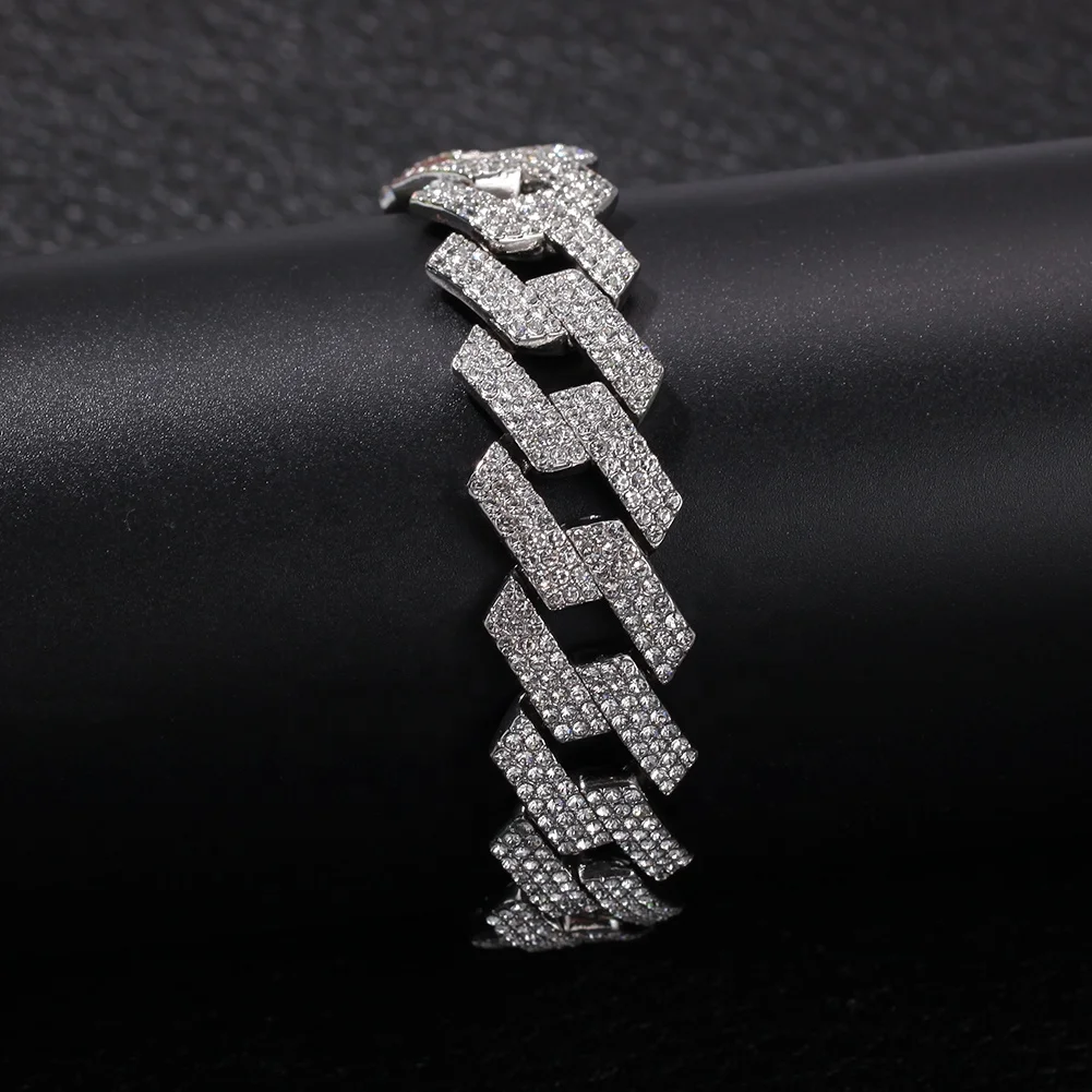  Hip Hop Cuban Link Choker Jewelry 3 Row CZ Iced Out Thick Chain Diamond Necklace