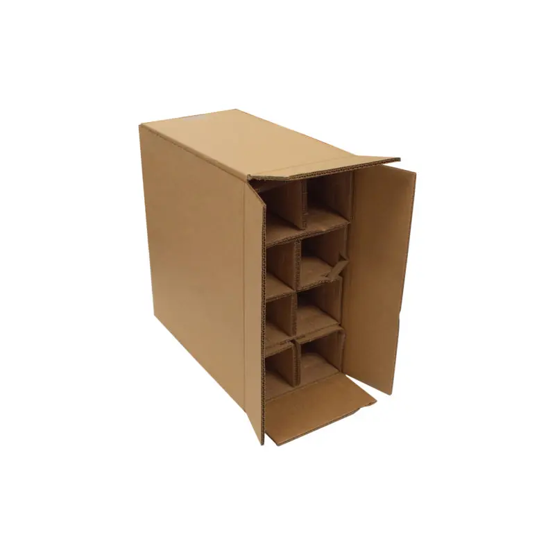 Hot Sell Packaging Box 8 Dividers Corrugated Paper Shipping Carton Corrugated Paper Wine Beer Packaging Carton Box