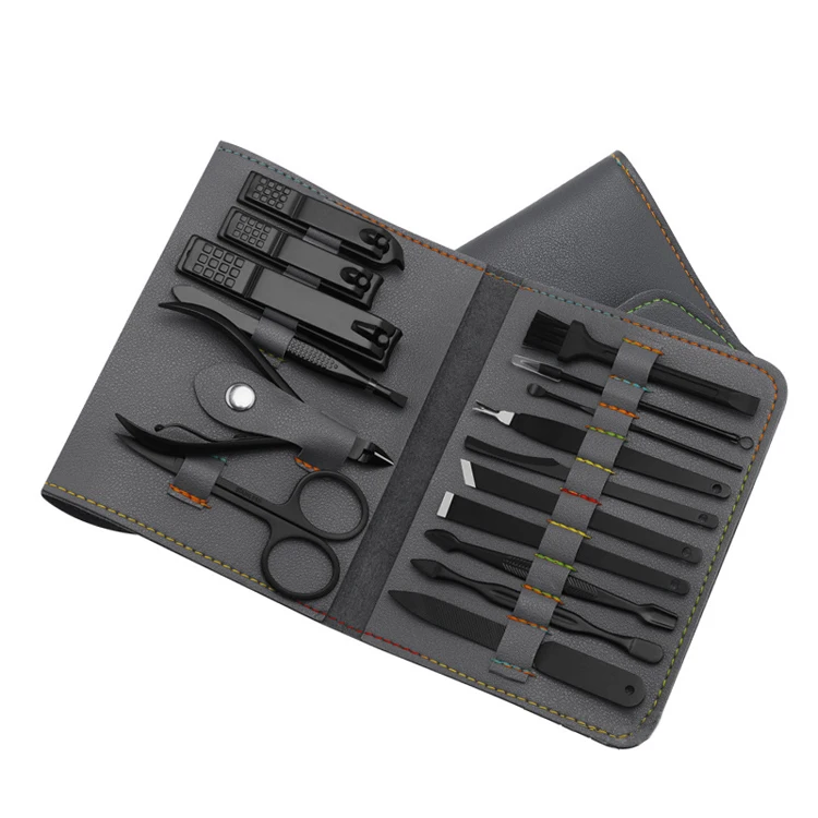 High quality customized 4/16/18 manicure set manicure kit professional stainless steel manicure & pedicure set with leather bag
