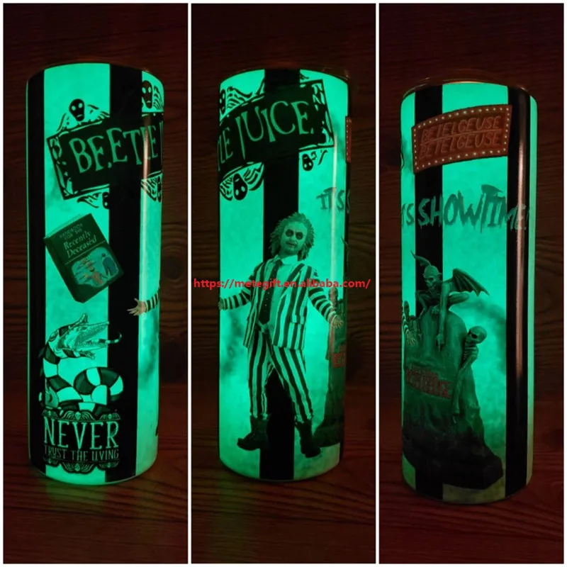 USA Warehouse Stocked 20oz 20 oz Green Blue Glow in the Dark Stainless Steel Straight Skinny White Blanks Sublimation Tumbler