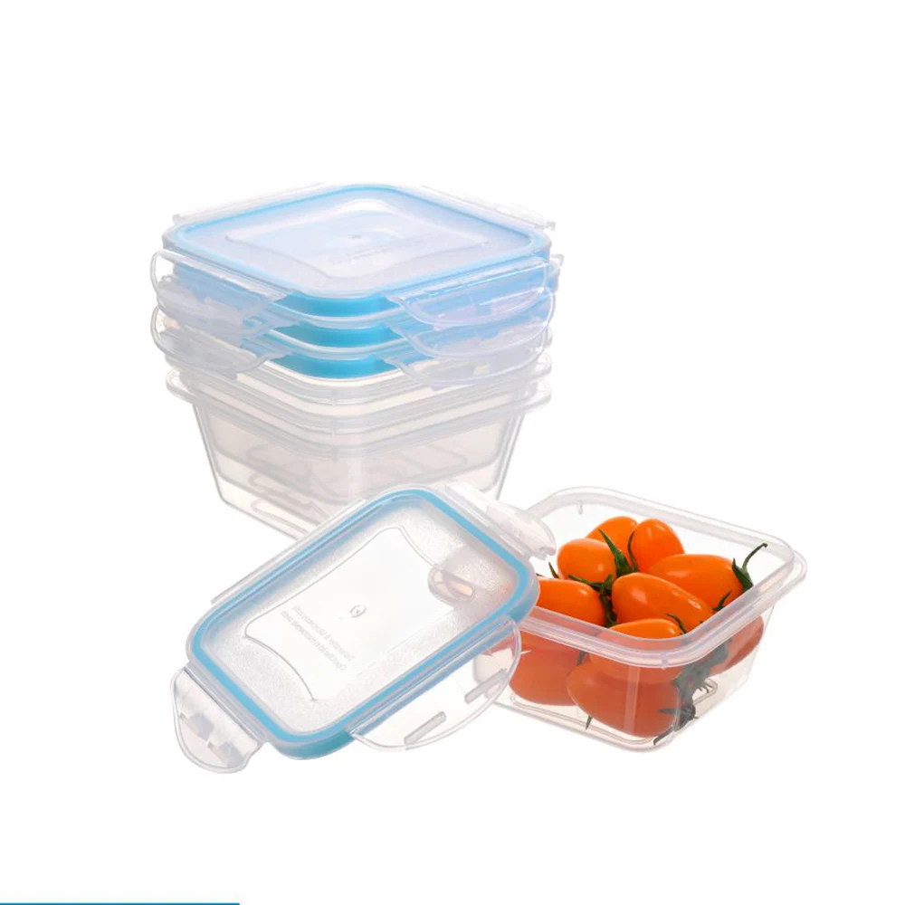 300ml*3 square plastic small baby food container with an airtight lid freezer safe with silicone ring and airtight lid
