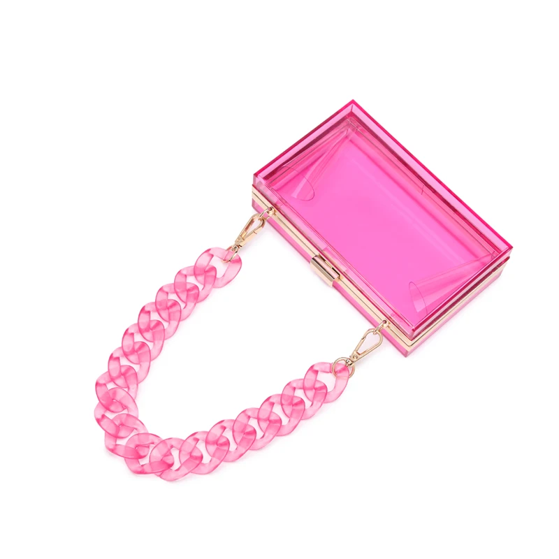 
2020 Wholesale trendy Multi colors two shoulder belt high quality clear acrylic ladies clutch evening bag 